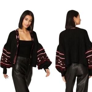 NWT Sachin + Babi Landon Knit - Black Burgundy Peony Cardagin – Sz XL